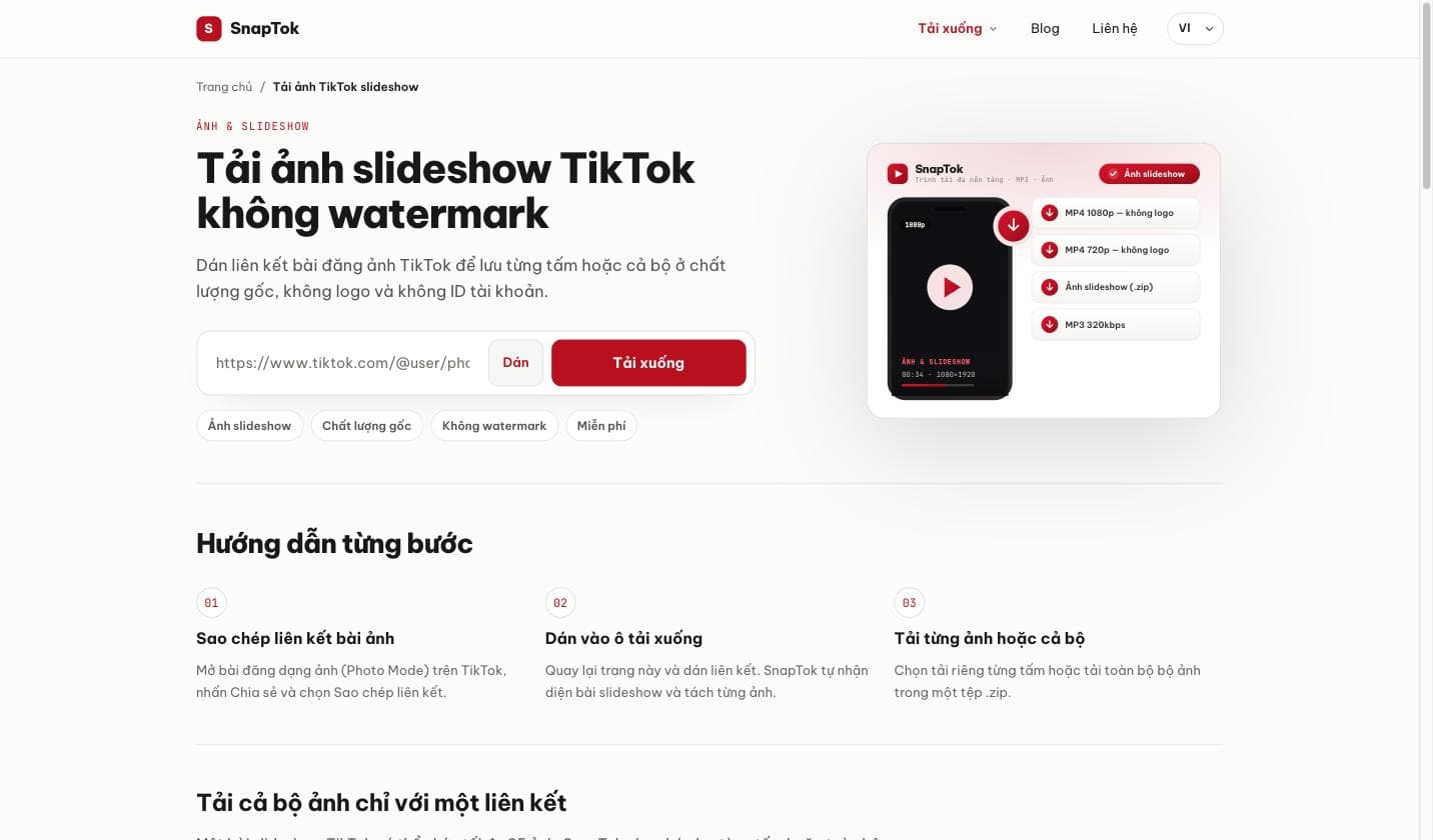 Lưu ảnh TikTok không watermark chất lượng gốc